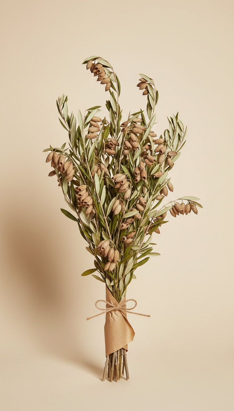 A hand-tied bundle of fresh-cut stems